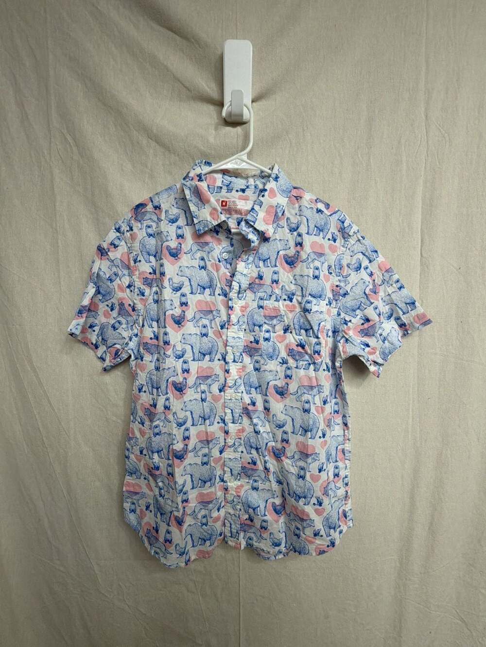 Target Button Down Shirt Size M Animal Print Short Sleeve